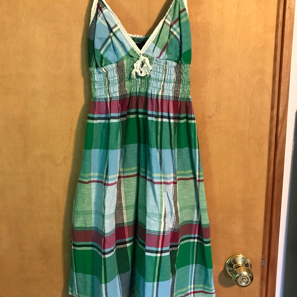 Green plaid dress